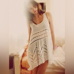 Free People Intimately Voile & Lace Trapeze Slip Dress size Medium